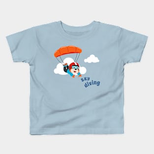 Vector illustration of a cute skydiver. Kids T-Shirt